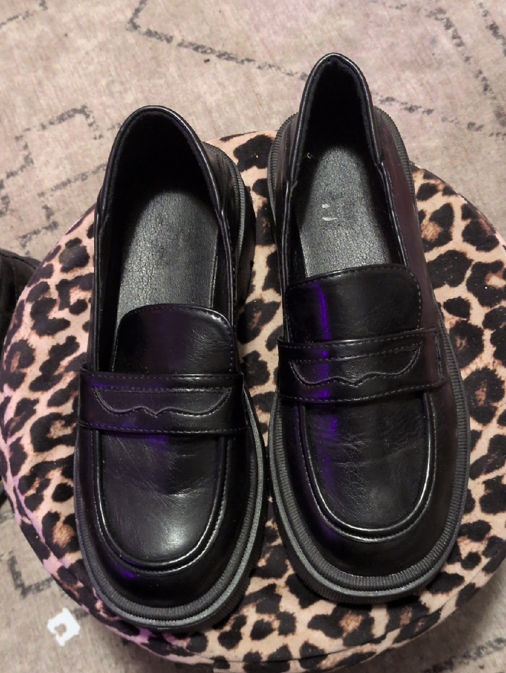 Classic Black Leather Penny Loafers for Women